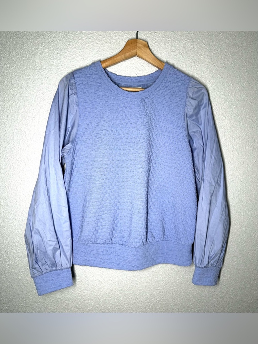 NWT Anthropologie Porridge Textured Sweatshirt Women’s Blue Size Small